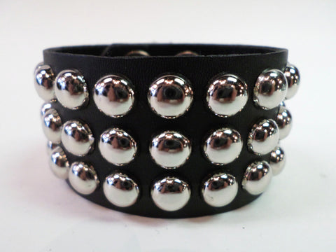 Leather Studded Bracelet Round Studs