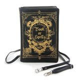 Book of Spells Handbag black with gold print wristlet
