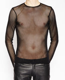 Tripp mens black fishnet long sleeved top