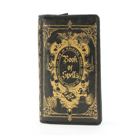 book of spells wallet black vinyl with gold print