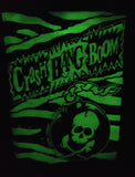 Crash Bang Boom Glow Bomb tee with glow in the dark animal stripes and skull bomb logo