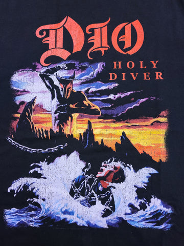 Holy Diver black tee says Dio in red with devil graphic