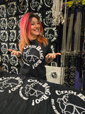 Crash Bang Boom's Stef with Bat Bang Boo T-shirts