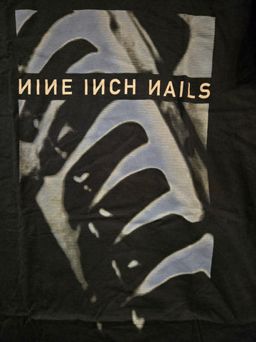 Nine Inch Nails Pretty Hate Machine album cover illusion of rib cage multi colors printed on black tee 