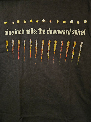Nine Inch Nails The Downward Spiral black unisex tee with album cover artwork that is multicolor