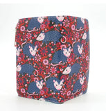 illustrated possums on wallet with pink and red flowers front and back