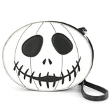 glow in the dark white jack o lantern shoulder bag cute smiling jack skelington face