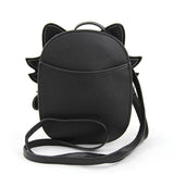 Skeleton cat handbag black back with pocket