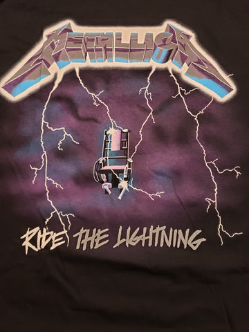 Metallica Ride the Lightning black tee with lightning bolts