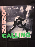 clash london calling black tshirt pink and green print and smashing guitar album cover art