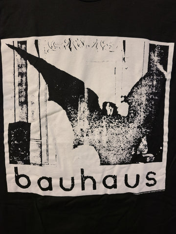 Black tee white print Bela Lugosi with bat wings