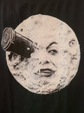 A trip to the moon black tshirt with moon face