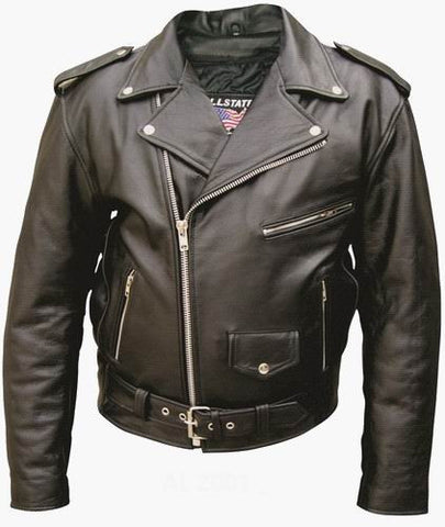 men's black leather motorcycle jacket