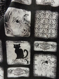 black and white halloween creatures print
