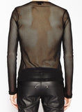 Tripp mens black fishnet long sleeved top