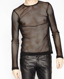 Tripp mens black fishnet long sleeved top