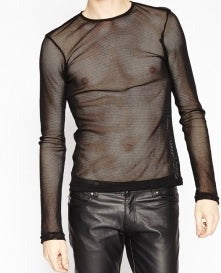 Tripp mens black fishnet long sleeved top