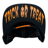 trick or treat orange print on inside bill of baseball cap
