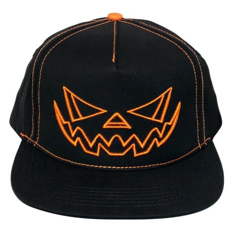 pumpkin jack o lantern embroidered baseball hat orange and black