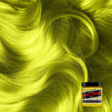 neon yellow semi permanent hair dye slight green undertone glows under black light