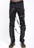 black bondage pants with straps and zippers