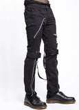 black bondage pants with straps and zippers