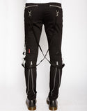 Tripp black bondage pant slim leg with zippers and straps