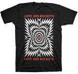 Love and Rockets black tee with illusory motion graphic