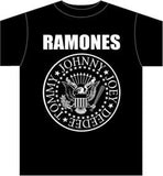 Ramones Presidential Logo Black T-Shirt with eagle and band's names in a circle