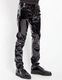 Tripp mens black slim cut shiny vinyl pant