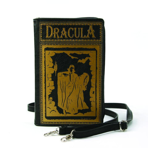 dracula bag shaped like book gold print