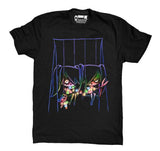 black tee with evil twin girls on swingset