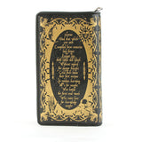 Book of Spells Handbag black with gold print wristlet