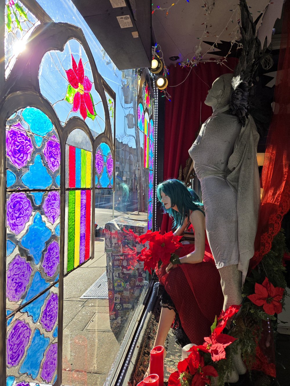 2025 Holiday window stained glass angel staue